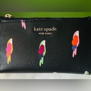 Kate Spade New York pre-loved EUC like new Black Wallet w/ Colorful Birds Design